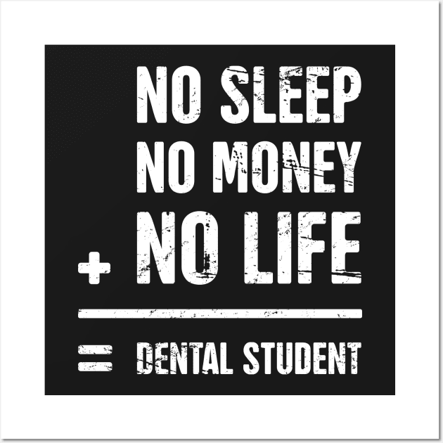 No Sleep, No Money, No Life –– Funny Dental Student Quote Wall Art by MeatMan